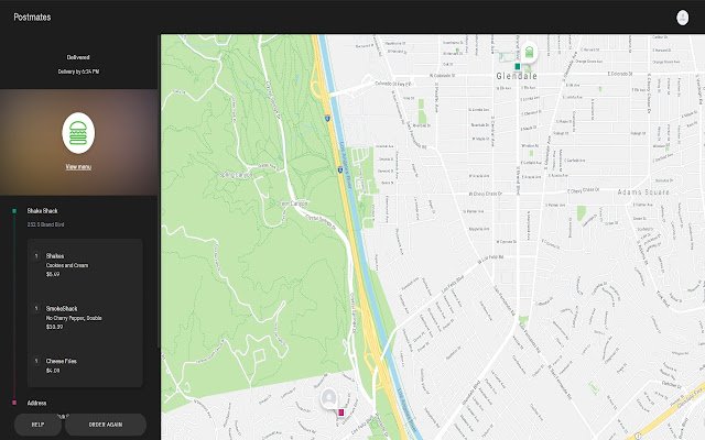 Postmates Dark Mode จาก Chrome เว็บสโตร์ที่จะใช้งานร่วมกับ OffiDocs Chromium ทางออนไลน์