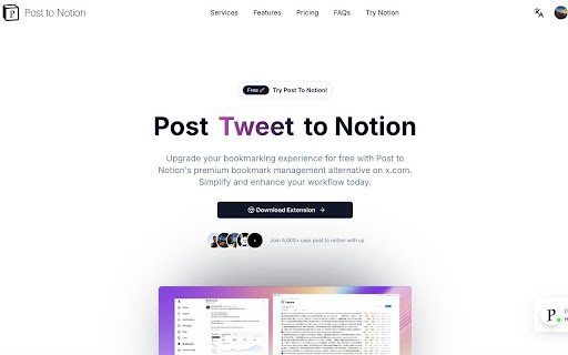 Post to notion  from Chrome web store to be run with OffiDocs Chromium online
