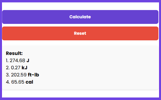 Potential Energy Calculator  from Chrome web store to be run with OffiDocs Chromium online