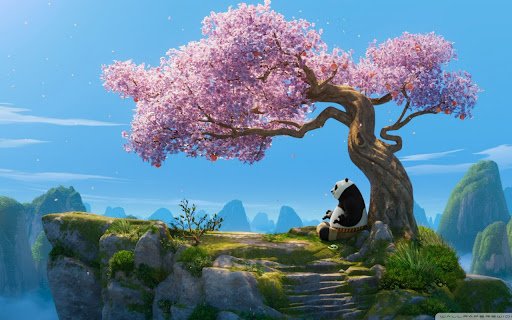 Po the Panda and a Peaceful Moment Under the Cherry Blossom  from Chrome web store to be run with OffiDocs Chromium online