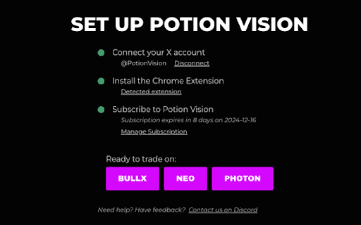 Potion Vision  from Chrome web store to be run with OffiDocs Chromium online