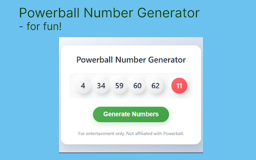 Powerball Number Generator  from Chrome web store to be run with OffiDocs Chromium online