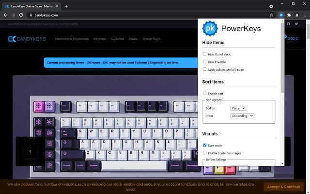 PowerKeys mula sa Chrome web store na tatakbo sa OffiDocs Chromium online