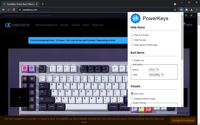 Chrome ウェブストアの PowerKeys を OffiDocs Chromium オンラインで実行する