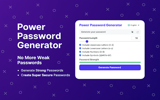 Power Password Generator  from Chrome web store to be run with OffiDocs Chromium online