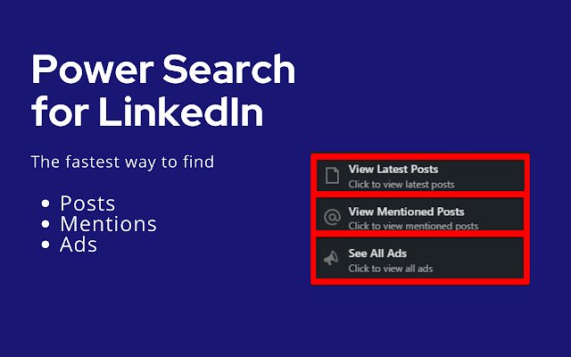 Power Search for LinkedIn na Chrome Web Store para ser executado com OffiDocs Chromium online