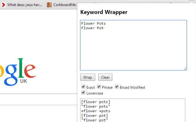 PPC Keyword Wrapper for Google  Bing Ads  from Chrome web store to be run with OffiDocs Chromium online