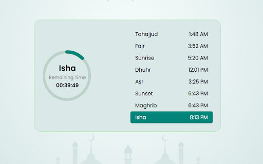 PrayerTimes  from Chrome web store to be run with OffiDocs Chromium online