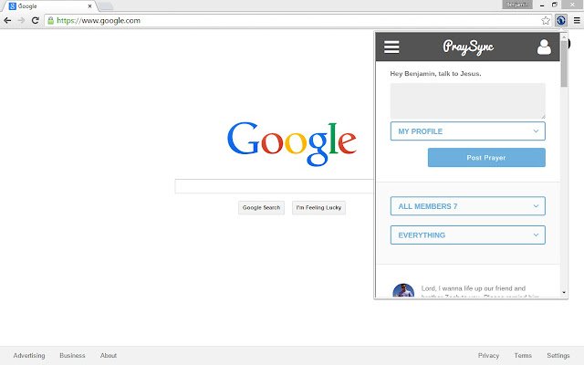 PraySync ze sklepu internetowego Chrome do uruchomienia z OffiDocs Chromium online