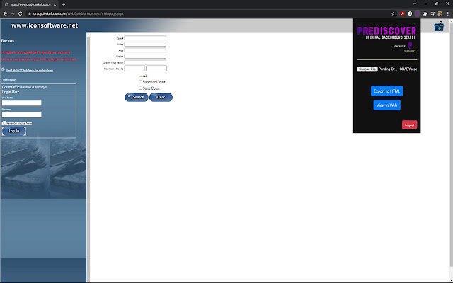 PreDiscover Criminal Background Search  from Chrome web store to be run with OffiDocs Chromium online