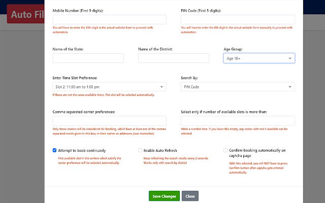 Premium Cowin Slot Book  from Chrome web store to be run with OffiDocs Chromium online