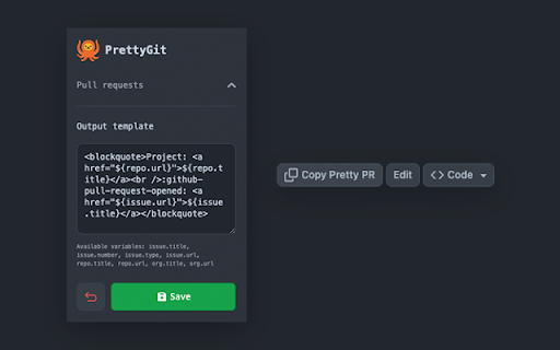 PrettyGit  from Chrome web store to be run with OffiDocs Chromium online