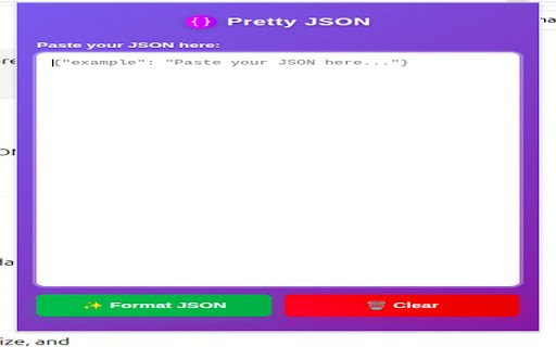Pretty JSON  from Chrome web store to be run with OffiDocs Chromium online