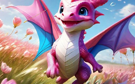 Pretty pink baby dragon  from Chrome web store to be run with OffiDocs Chromium online