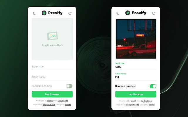 Prevify — Spotify Artwork Previewer  from Chrome web store to be run with OffiDocs Chromium online
