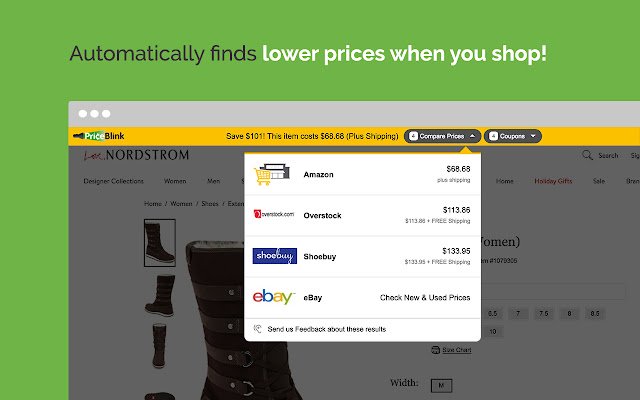Phiếu giảm giá PriceBlink và So sánh giá từ cửa hàng Chrome trực tuyến sẽ được chạy với OffiDocs Chromium trực tuyến