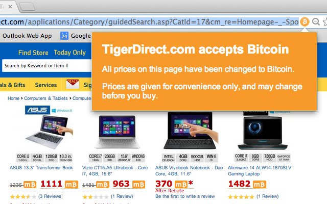 Cena w Bitcoinach ze sklepu internetowego Chrome do uruchomienia z OffiDocs Chromium online