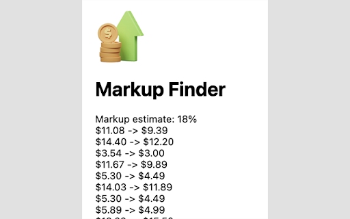 Price markup detector from Chrome web store to be run with OffiDocs Chromium online Price markup detector from Chrome web store to be run with OffiDocs Chromium online