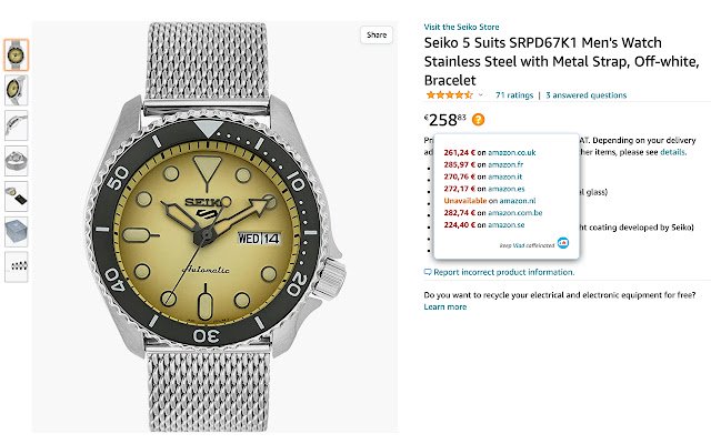 Price Snoop Smarter Shopping op Amazon(r) vanuit de Chrome-webwinkel wordt uitgevoerd met OffiDocs Chromium online