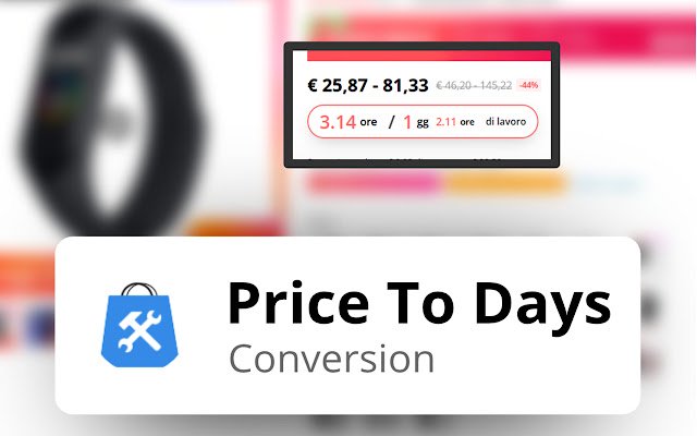 PriceToDay Convertitore da prezzo a giorno lavorativo dal Chrome Web Store da eseguire con OffiDocs Chromium online
