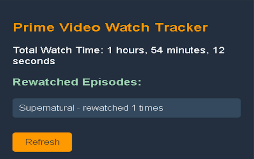 Prime Video Watch Tracker  from Chrome web store to be run with OffiDocs Chromium online