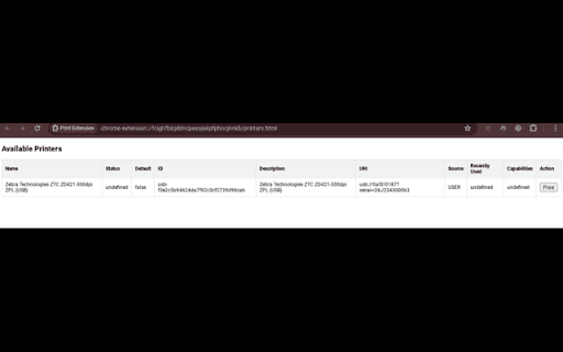 Printer Extension  from Chrome web store to be run with OffiDocs Chromium online