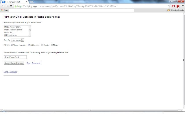 Print Gmail Contacts Phone Book  from Chrome web store to be run with OffiDocs Chromium online