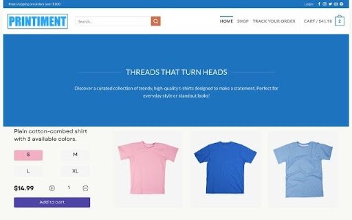 Printiment Custom T Shirt Assistant  from Chrome web store to be run with OffiDocs Chromium online