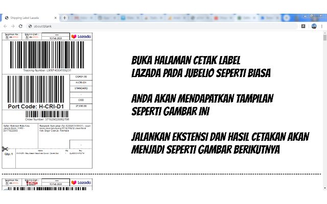 Print Lazada for Jubelio  from Chrome web store to be run with OffiDocs Chromium online