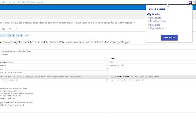 Print TFS_2015 Work Items  from Chrome web store to be run with OffiDocs Chromium online