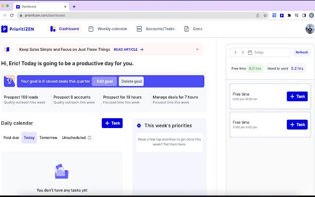 PrioritiZEN de la boutique en ligne Chrome sera exécuté avec OffiDocs Chromium en ligne