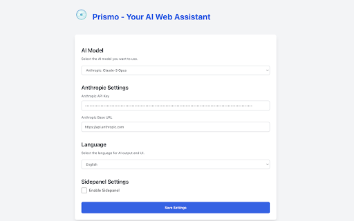 Prismo Your AI Web Assistant  from Chrome web store to be run with OffiDocs Chromium online