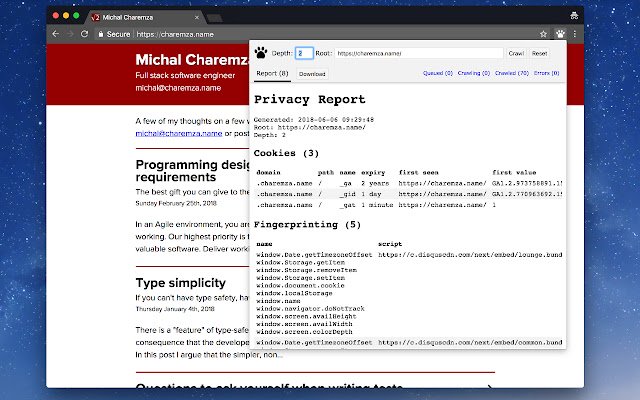 برنامج Privacy Crawler من سوق Chrome الإلكتروني ليتم تشغيله باستخدام OffiDocs Chromium عبر الإنترنت