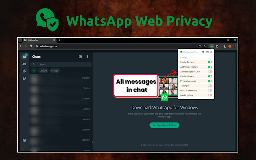 Privacy Extension for Whatsapp Web  from Chrome web store to be run with OffiDocs Chromium online