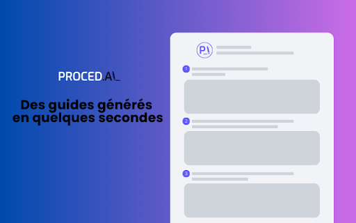 Proced.ai Transformez vos images en procédures écrites grâce à lIA  from Chrome web store to be run with OffiDocs Chromium online