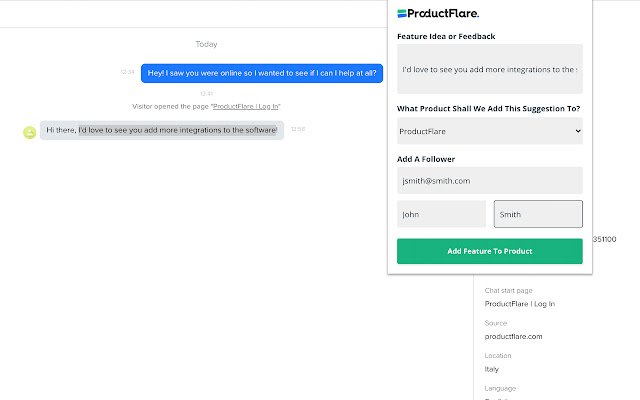 ProductFlare Capture Feedback Mula Saanman mula sa Chrome web store na tatakbo sa OffiDocs Chromium online