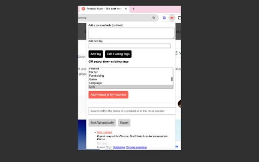 Product Hunt Favorites  from Chrome web store to be run with OffiDocs Chromium online