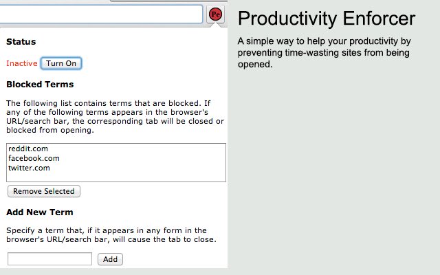 Productivity Enforcer із веб-магазину Chrome, який можна запускати за допомогою OffiDocs Chromium онлайн