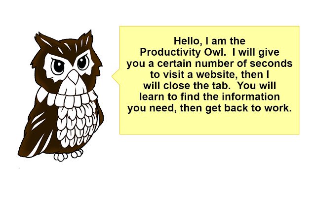 Productivity Owl mula sa Chrome web store na tatakbo sa OffiDocs Chromium online