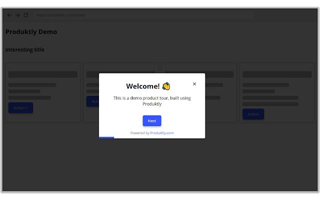 Produktly Product tour builder  from Chrome web store to be run with OffiDocs Chromium online