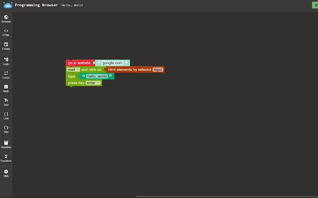 Programming Browser: Web Automation Toolkit from Chrome web store to be run with OffiDocs Chromium online Programming Browser: Web Automation Toolkit from Chrome web store to be run with OffiDocs Chromium online