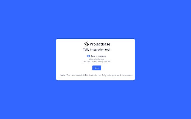 ProjectBase Tally Connector van de Chrome-webwinkel om te draaien met OffiDocs Chromium online