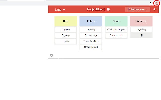 Project Board mula sa Chrome web store na tatakbo sa OffiDocs Chromium online