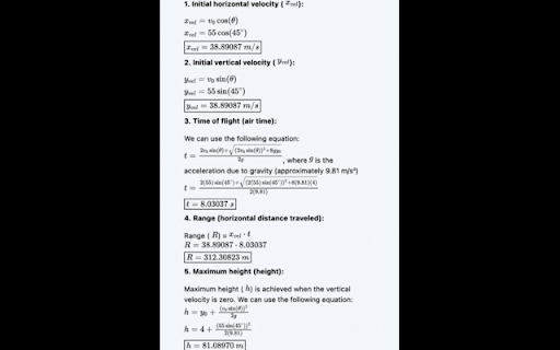 Projectile Motion Calculator and Solver | MathGPT  from Chrome web store to be run with OffiDocs Chromium online