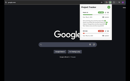 Project Progress Tracker  from Chrome web store to be run with OffiDocs Chromium online