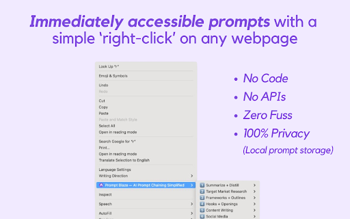 Prompt Blaze — AI Prompt Chaining Simplified  from Chrome web store to be run with OffiDocs Chromium online