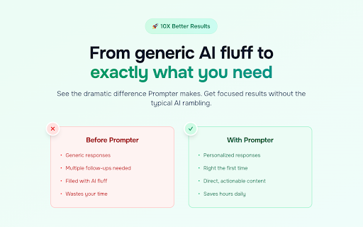 Prompter: Your Personal Prompt Engineer Create AI Prompts with One Click  from Chrome web store to be run with OffiDocs Chromium online