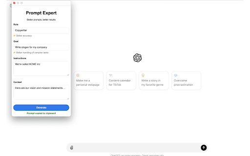 Prompt Expert  from Chrome web store to be run with OffiDocs Chromium online