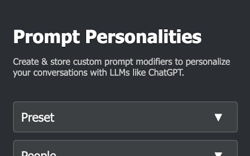 Prompt Personalities  from Chrome web store to be run with OffiDocs Chromium online