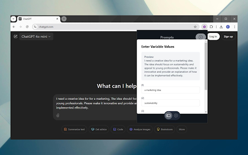 Prompt Pocket  from Chrome web store to be run with OffiDocs Chromium online
